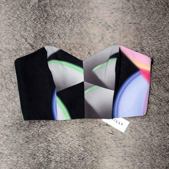 MILLY Glow Print Cady Bustier Crop Top Women's 4 NWT - Picture 3 of 8